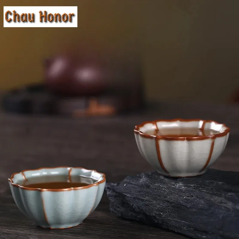 Boutique Ru Kiln Ceramics Small Capacity Tea Cup Handmade Household Chinese Kung Fu Teaset Drinkware Accessories Birthday Gift