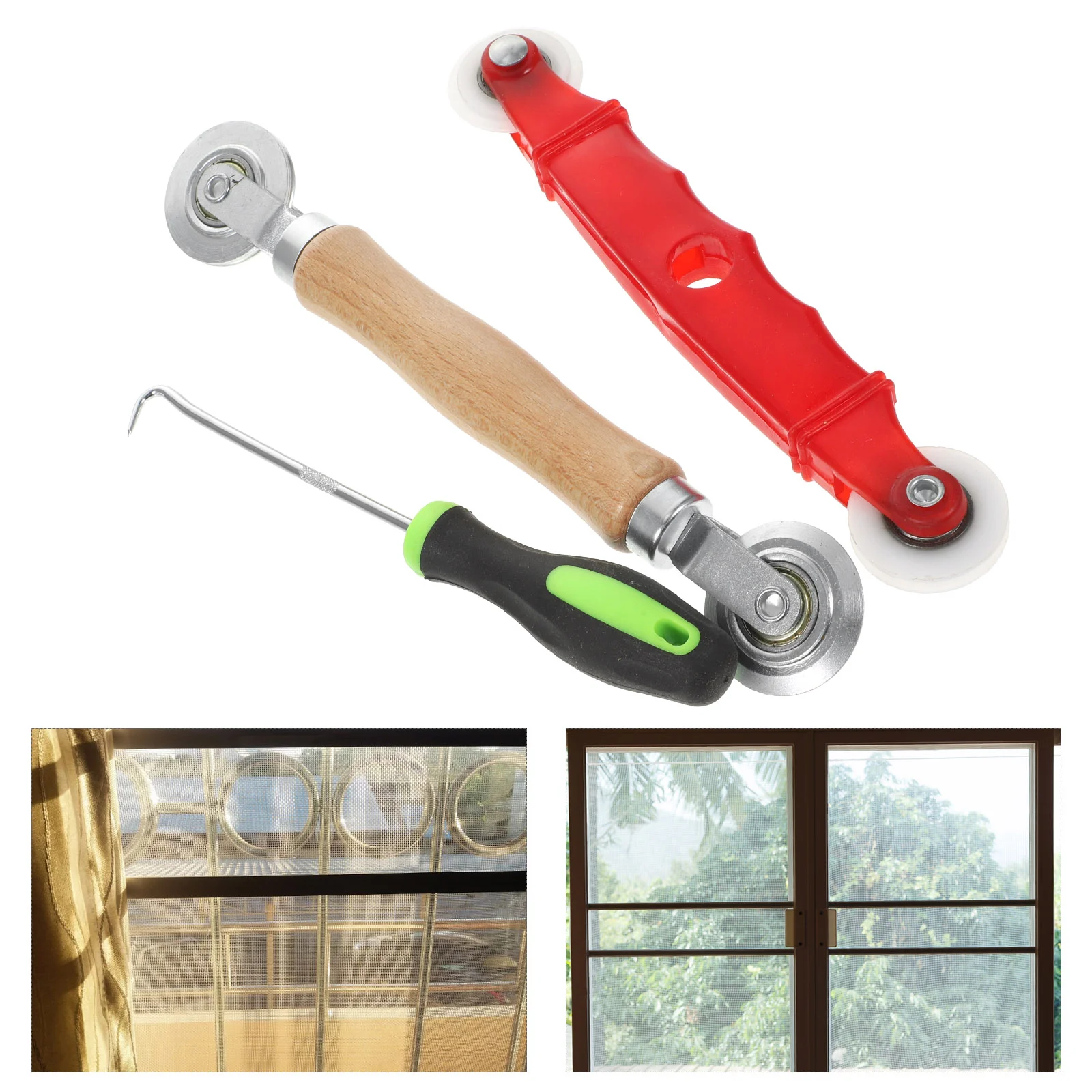 Press Screen Pulley Roller Scroll Wheel Window Installation Tool Mesh Spline Remover Hook Steel Wooden Repair Kit Rolling Tools