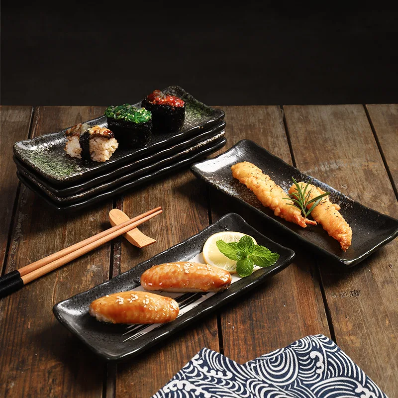 8-inch rectangular plate Japanese ceramic plate creative cuisine sushi large corner dessert commercial flat