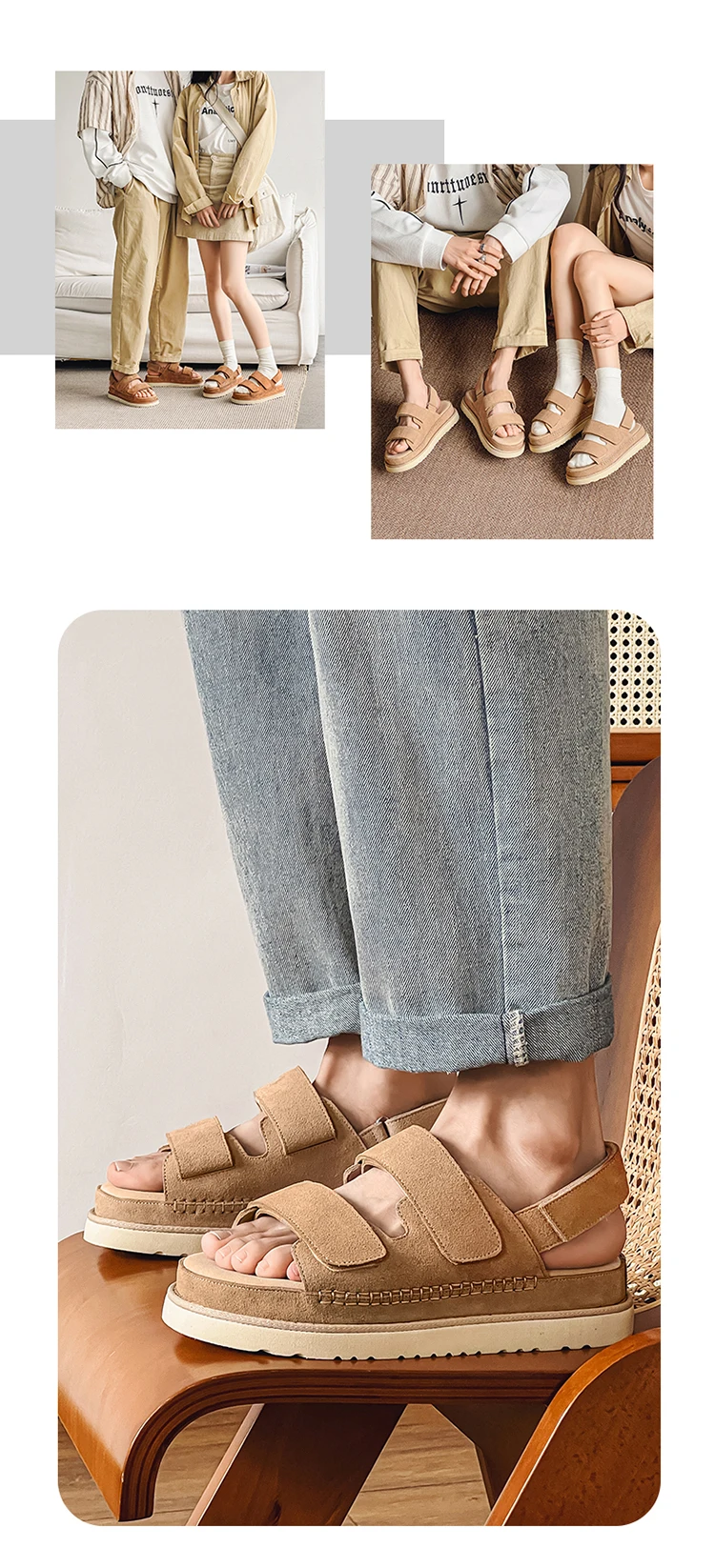 Hight Quality Summers New Street Style Genuine Leather Sandals For Men's Women Daily Outdoor Beach Dress Height Increasing Shoes Sca9d697b09844c52b99341b76ce0676ef