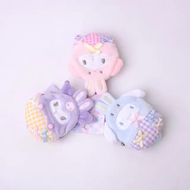 Kawaii Sanriod Anime Around Mymelody Kuromi Cinnamoroll Cartoon Cute Plush Pendant Coin Purse Headphone Bag Storage Bag 1