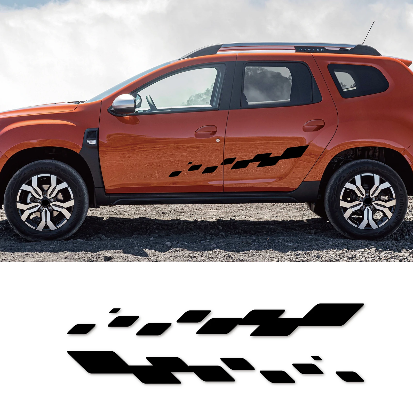 

2pcs Checkered Pattern Car Stickers Apply for Renault Dacia Duster Decor Auto Both Door Side Decal Accessories