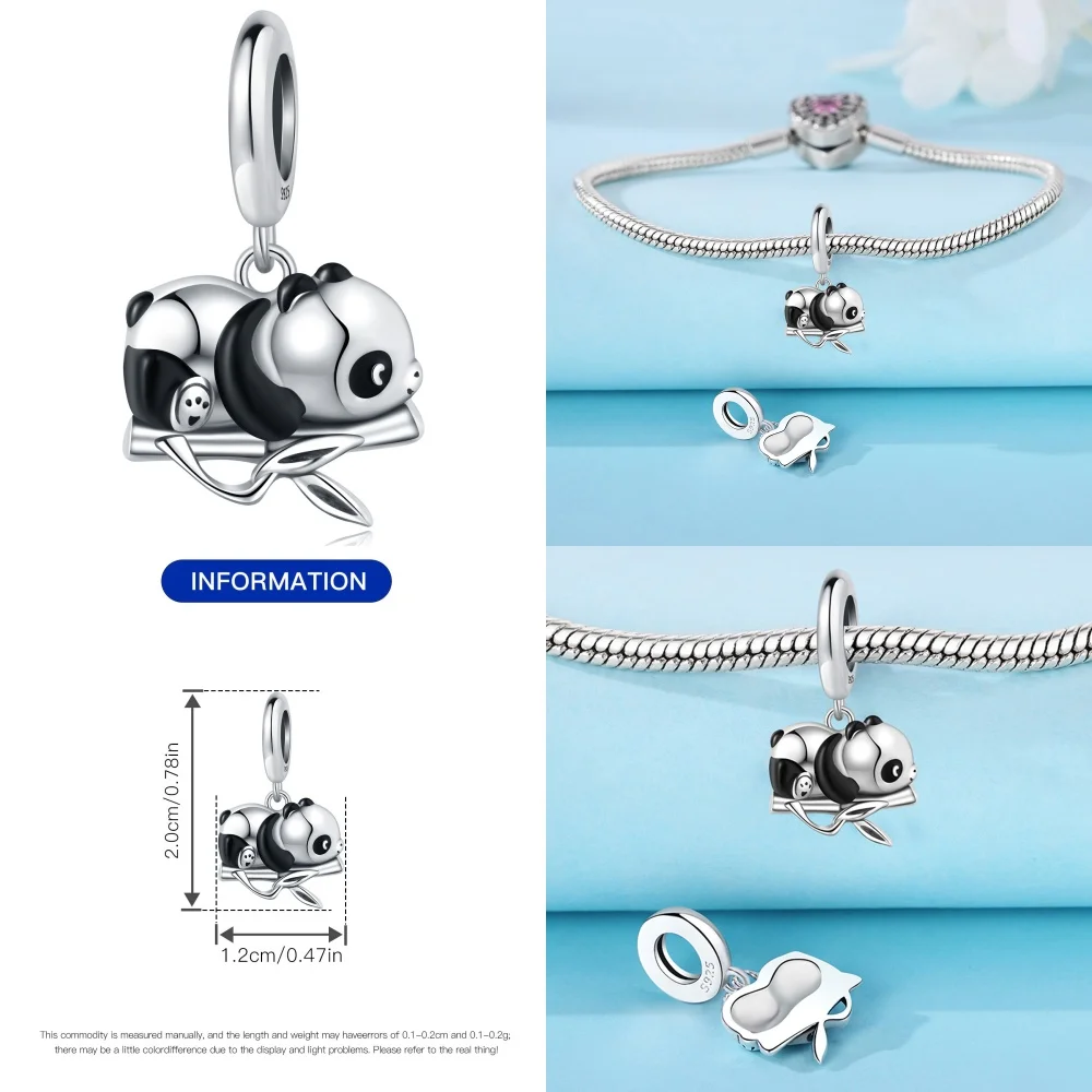 Cute Panda Penguin Charm 925 Sterling Silver Fun Bamboo Pandas Charms Bead Pendant for Women DIY Bracelets Fine Jewelry Gifts charm jewelry sterling silver jewelry beads charms animal charm jewelry sterling silver beads silver charm bead charm bead beads jewelry sterling silver beads charm silver charm bracelet