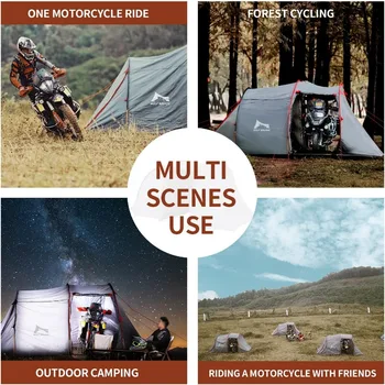 Motorcycle Tent for Camping 2-3 Person Waterproof Instant Tents with Integrated Motorcycle Port Vestibule for Outdoor Hiking, 6