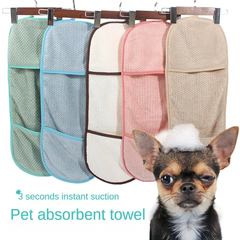 Pet Super Absorbent Towel, And Dog Quick Drying Towel, Pocket Style Scrub Gloves, Bath Towel