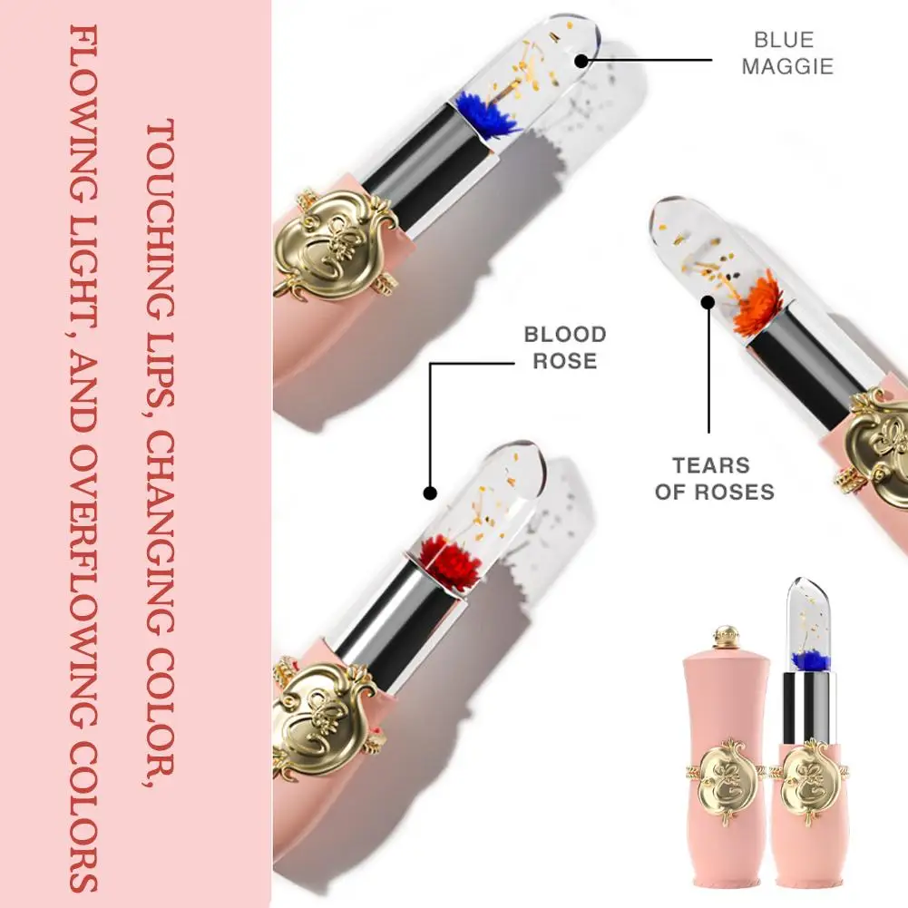

Новая прозрачная губная помада с цветами, внешний цвет, меняющий макияж, желе для губ, Кристальный бальзам с температурой A8X0