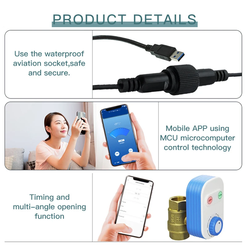 Tuya WiFi Water Valve Shutoff Controller Support Alexa Google Assistant Smart Re