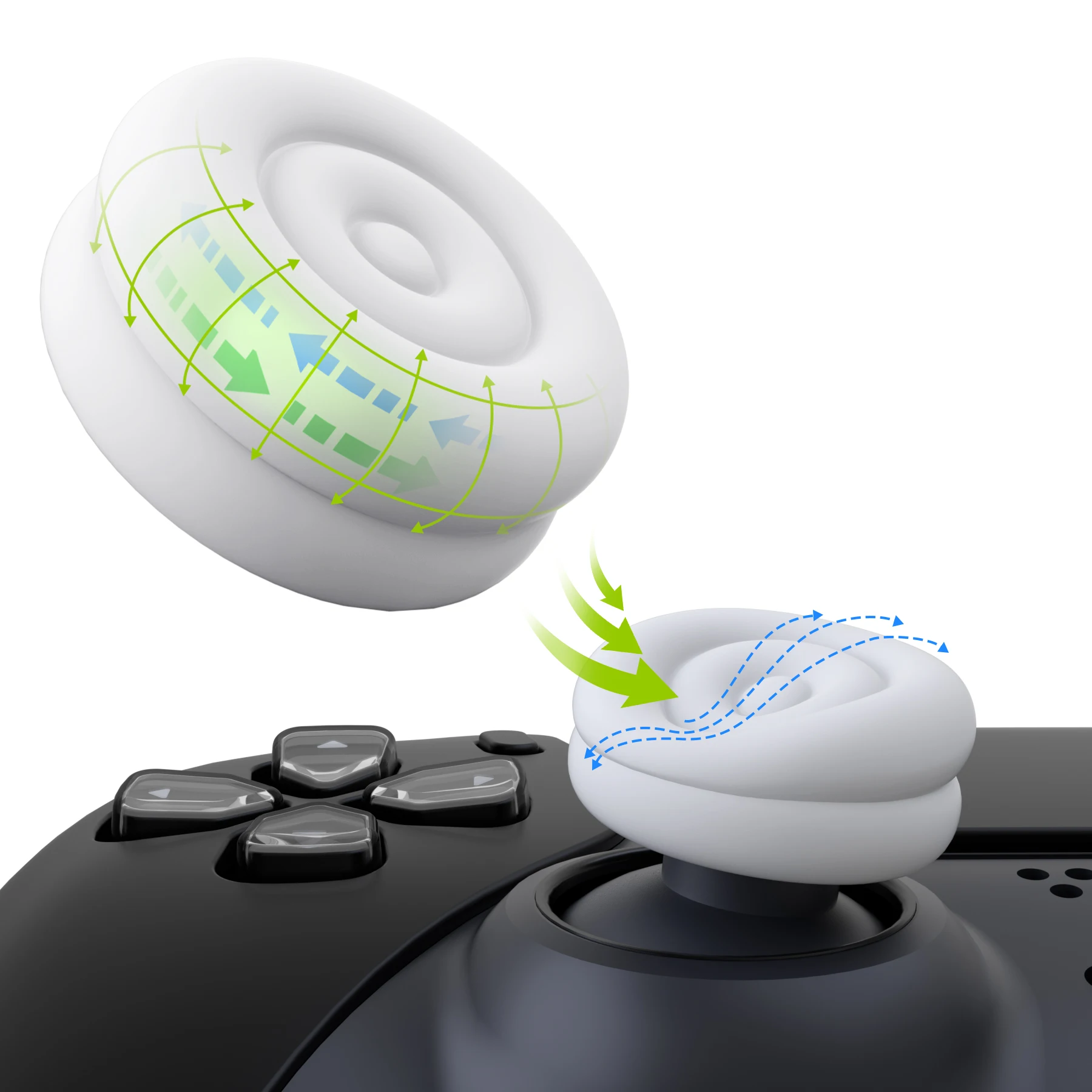 Playvital White Thumbs Cushion Caps Thumb Grips Per Ps5/4, Joystick Caps Per Xbox Series X/S, Thumbstick Cover Per Switch Pro