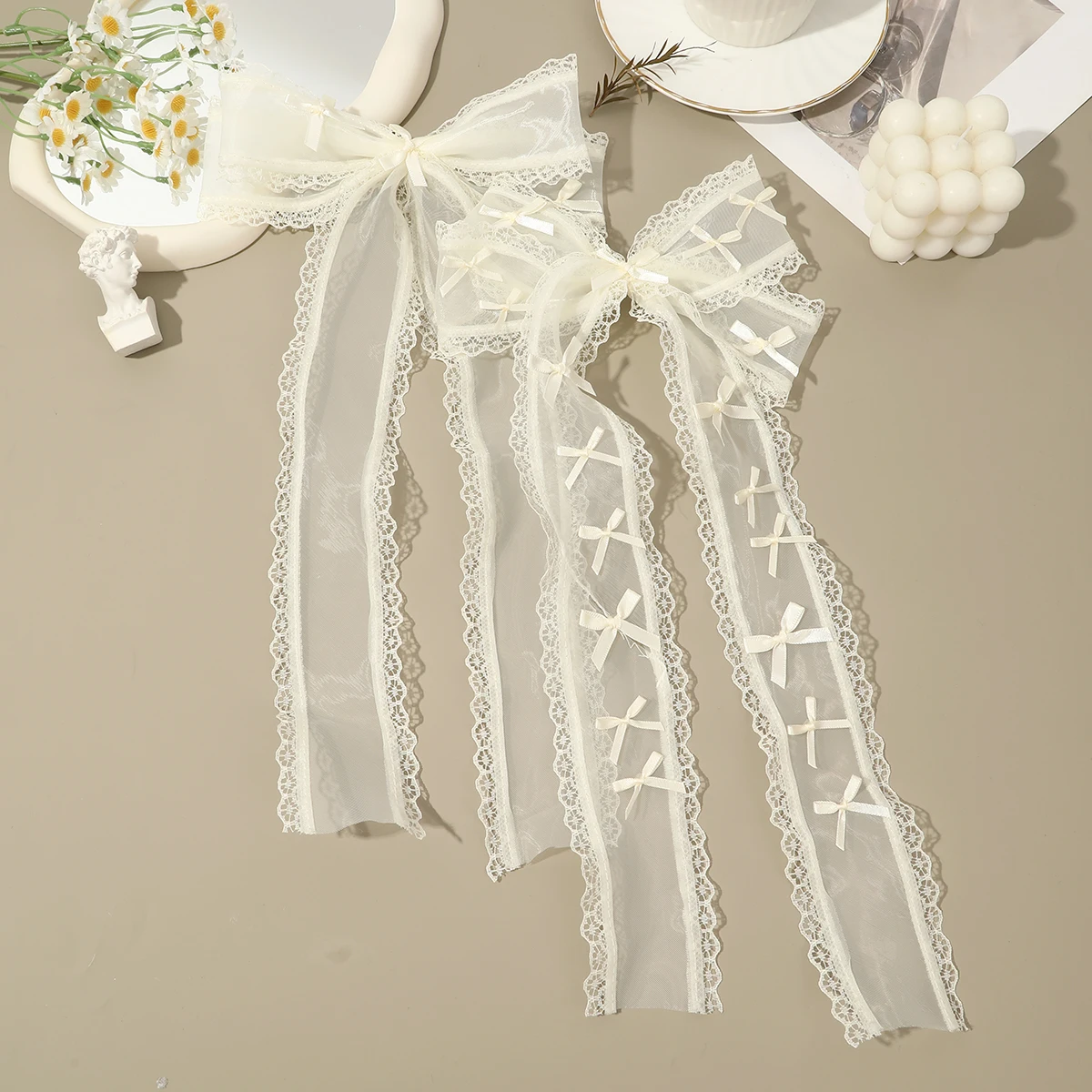 1pc Elegant Bow Lace Ribbon Spring Hair Clip New Korean White Hairpins Barrettes Women Girls Fashion Hairgrips Hair Accessories