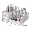1pc White New Drawer Makeup Storage Box Dormitory Finishing Plastic Shelf Cosmetics Skin Care Dressing Table Desktop 6