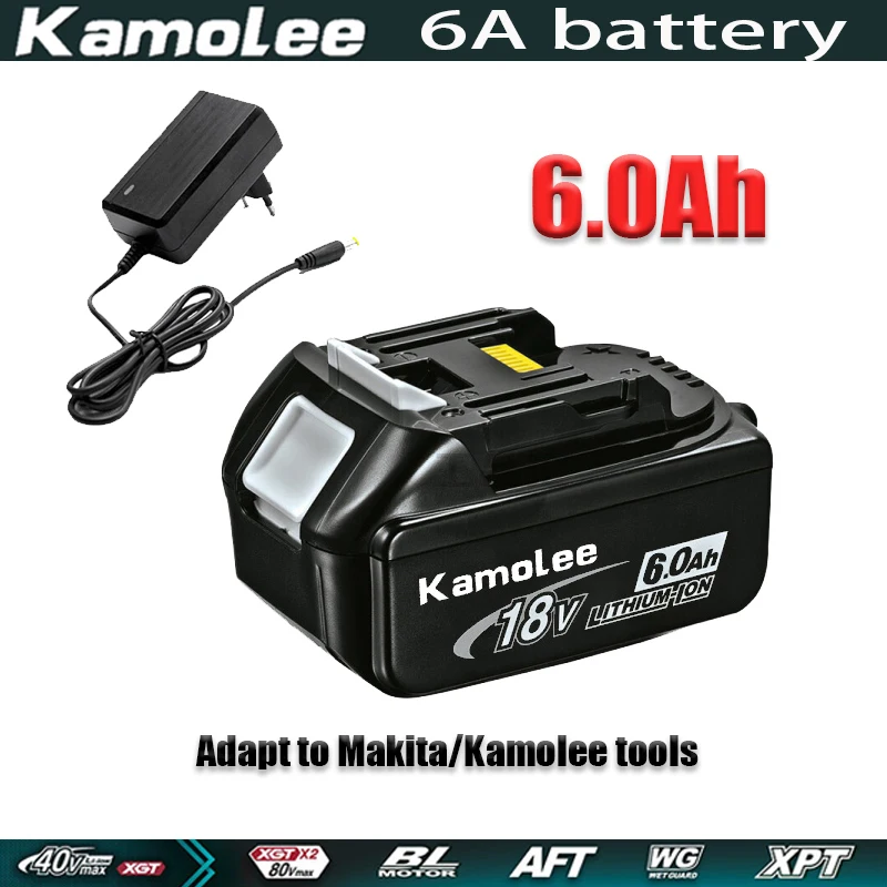 Kamolee 6000mAh 18V  Li-ion Battery BL1860 Hand Drill Battery Power Tools Support Makita/Kamolee Tools