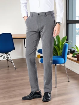 Pantaloni casual da uomo nuovi autunnali 2025 Moda coreana Pantaloni da lavoro classici da ufficio slim fit Pantaloni da abito leggermente elasticizzati 1