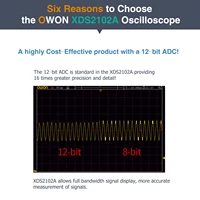 OWON XDS2102A Digital Oscilloscope 100MHz 1GS/s 2 Channels+1External 20M Record Length 12-bit High Resolution ADC and 8 inch LCD 2