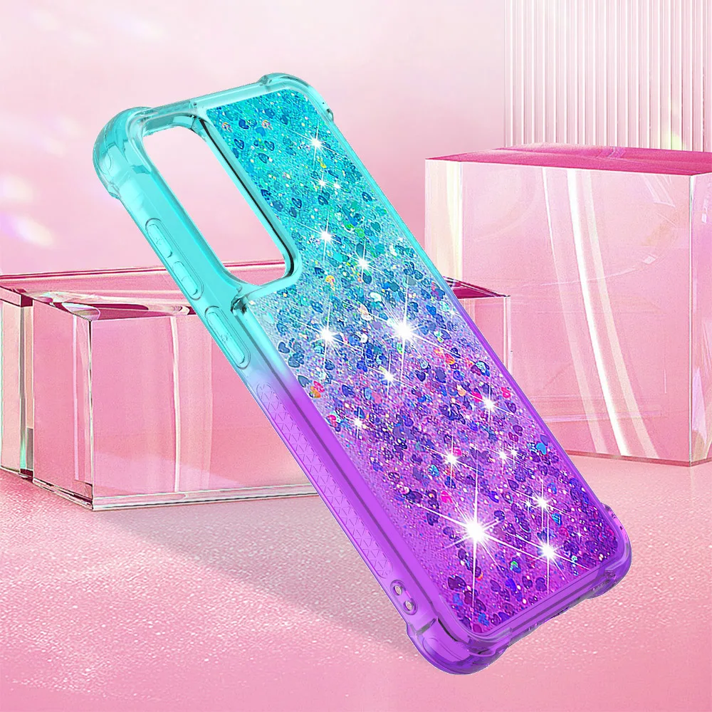 Luxury Bling Glitter Dynamic Quicksand Phone Case with Bumper Back Cover