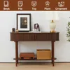 Fluted Console Table, Modern Entryway Table with Tambour Sliding Door, 2-Tier Sofa Table with Storage, Side Table Behind 5