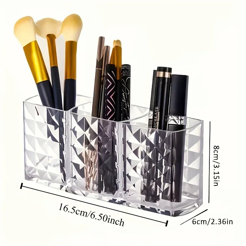 1PC 3Grids Cosmetic Storage Box, Transparent Independent Cosmetic Storage Box, Suitable for Bathrooms and Living Rooms