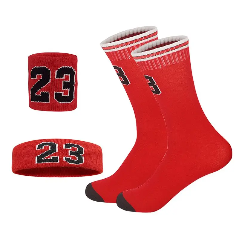 4pcs Basketball Accessory Socks Suitable For Boys Girls Basketball Sweatband Wristband Set Sports Socks Suitable For Kids 6-14Y