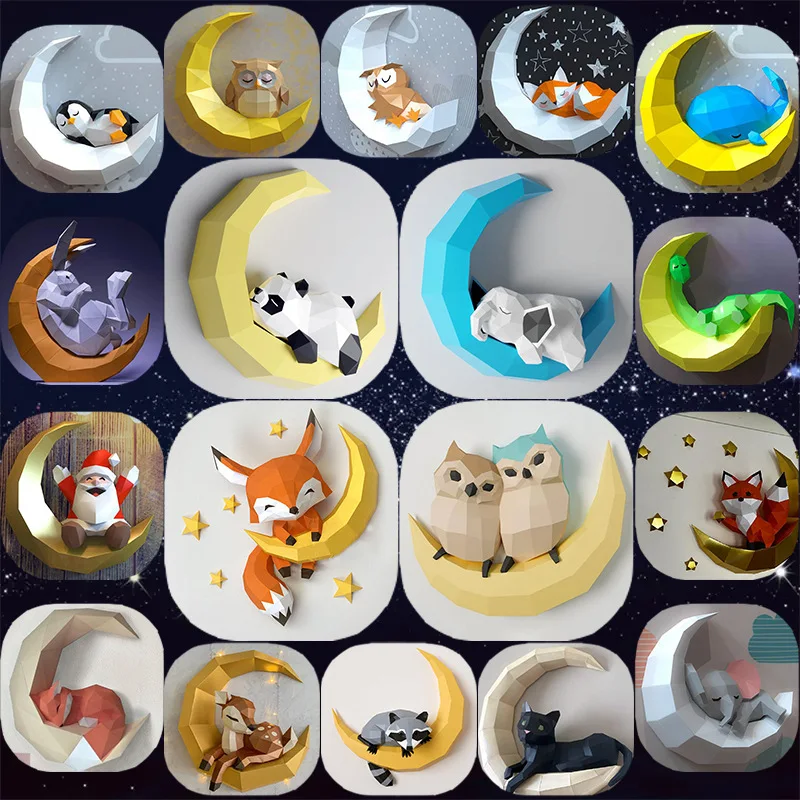 Бумажная 3D модель «сделай сам», скульптура в виде спящей лисы и панды, Декор для дома, пазлы, модель животного, оригами, игрушка для взрослых, гостиная