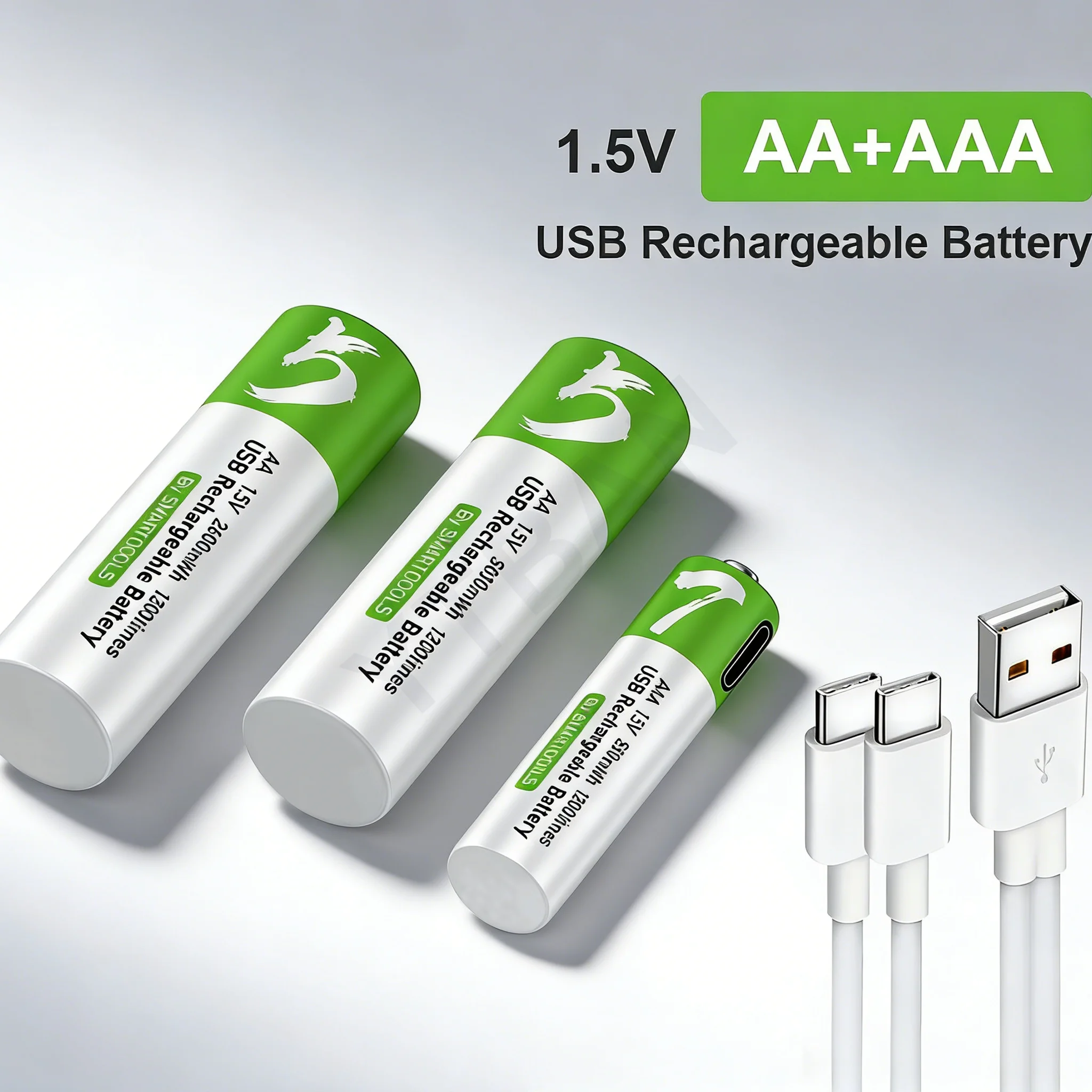 1.5V AA+AAA USB Rechargeable battery AA 2600mWh/AAA 750mWh li-ion batteries for toys Remote Control Mouse and Keyboard +Cable 1