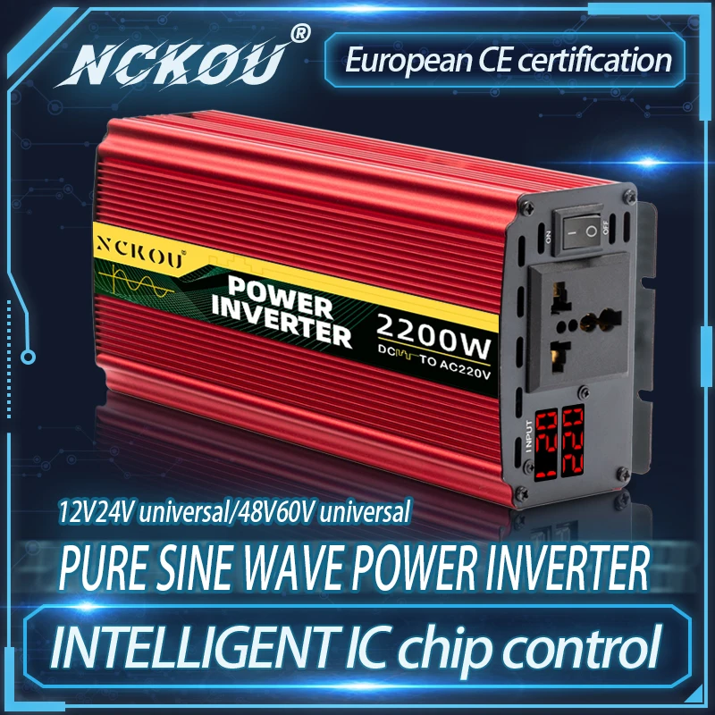 Power Inverter Dc 12v/24v/48v/60v To Ac 110v/220v/230v  Pure Sine Wave 1000w 2000w Car Inversor Senoidal Pura Solar Inverter
