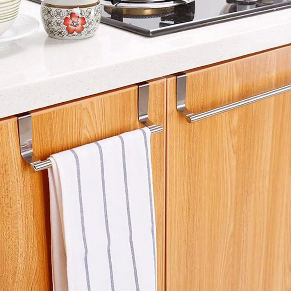 Cabinet Surface Towel Rack Space-saving Stainless Steel Towel Rack Versatile Holder for Kitchen Bathroom Storage Punch-free