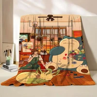 Pokemon Snorlax Flannel Fluffy Fleece Blanket for Home Bedroom Bed Sofa Office Children's Cover Adult Soft Blanket Kid Cute Gift 1