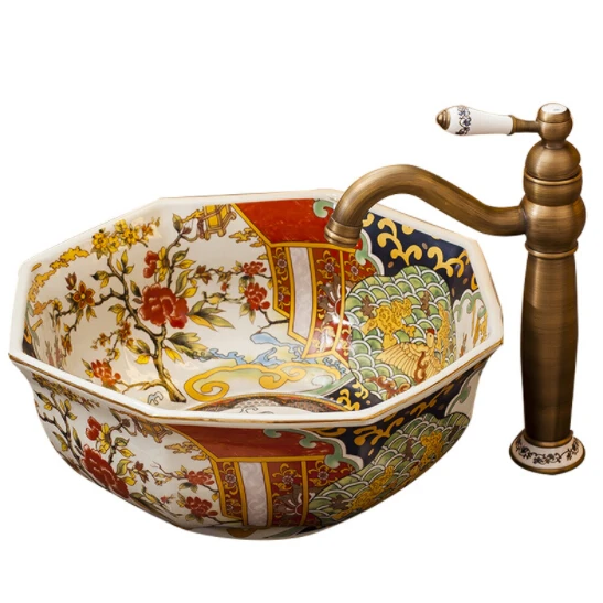 ห้องน้ํา Art อ่างล้างหน้า 410x390x180 มม.เซรามิค Nordic สไตล์โมเดิร์นห้องน้ําอ่างล้างหน้าขายส่ง 1