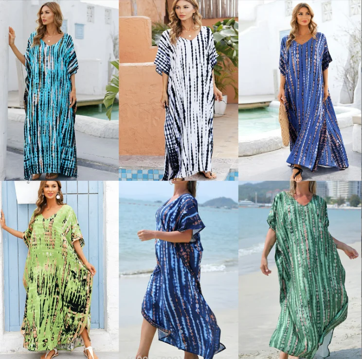 Beach smock Quick dry And dye loose oversized holiday gown Beach skirt ...