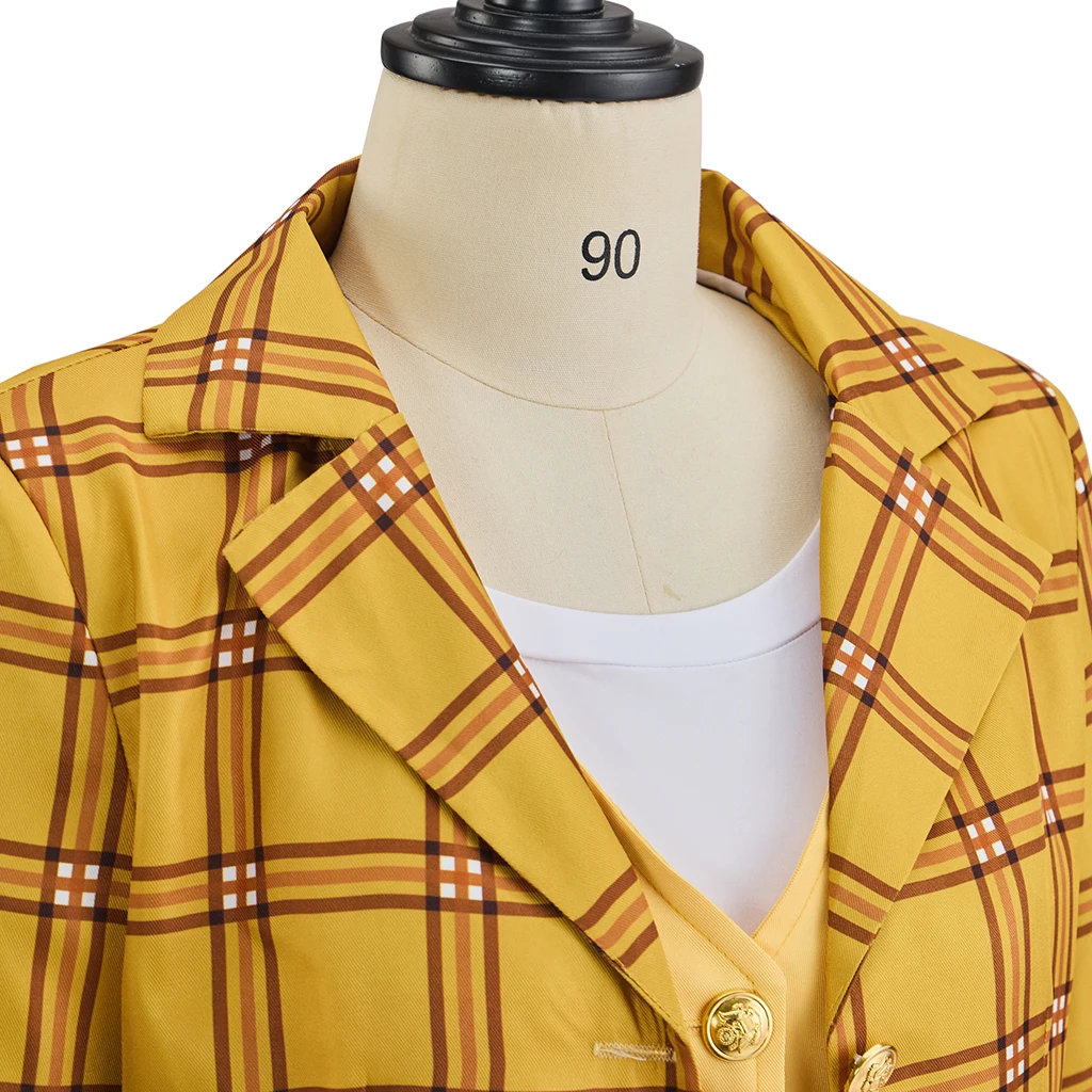 Clueless Cher Horowitz Cosplay Costume School Uniform Yellow Plaid