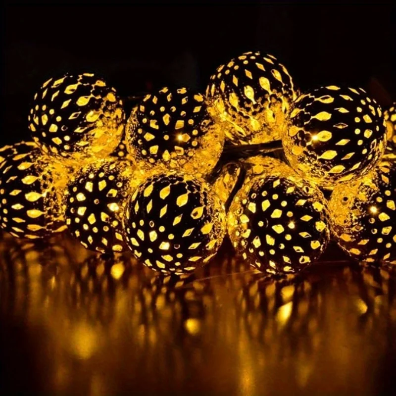 Solar moroccan ball lights garden string lights
