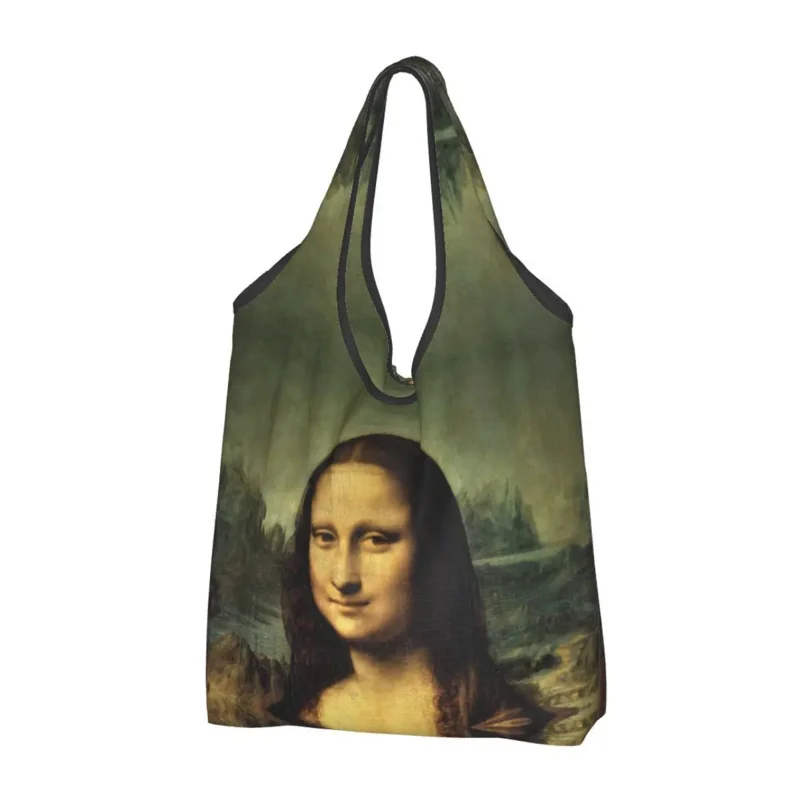 

Classic Mona Lisa By Leonardo Da Vinci Groceries Shopping Bags Cute Shopper Shoulder Tote Bag Portable Painting Art Handbag