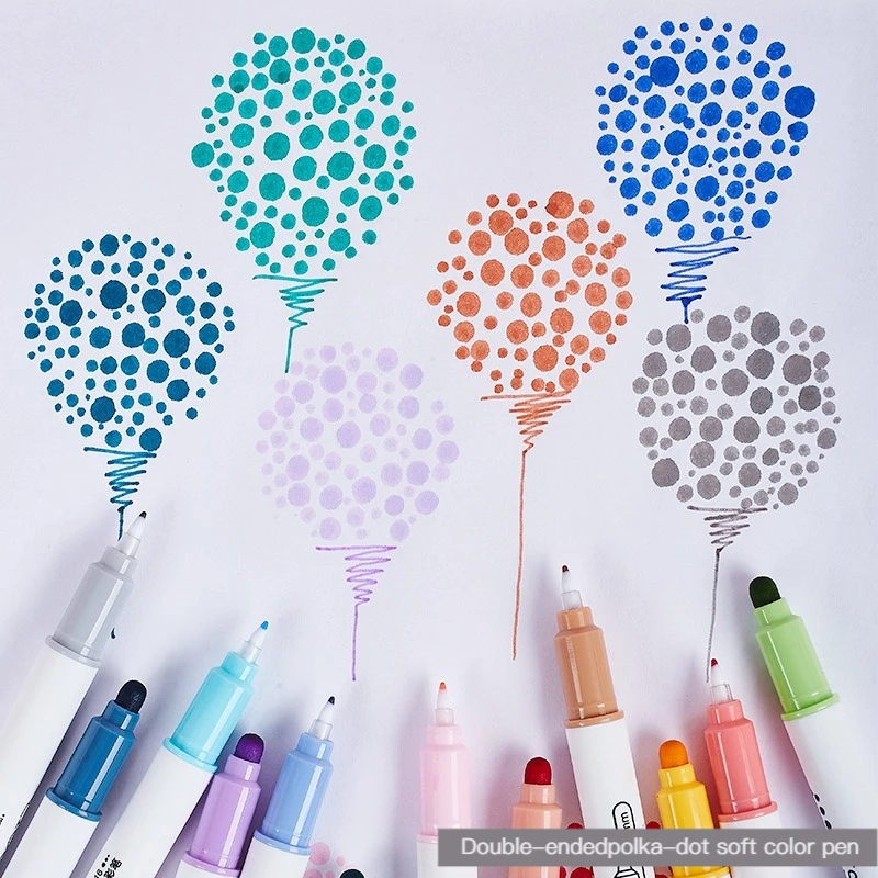 Highlighter Pen Set Dual Tip Fine Liner & Dots Spot Marker 6Pcs/Set for Drawing Painting Office School Supplies highlighter pen highlighter marker