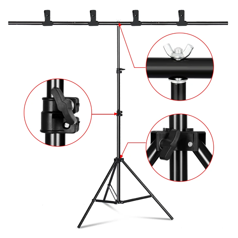 T-shape Fotografia Background Stand Backdrop Stand para Estúdio de Fotografia Câmera Tela Verde Fotográfica Chromakey Clip - Image 5