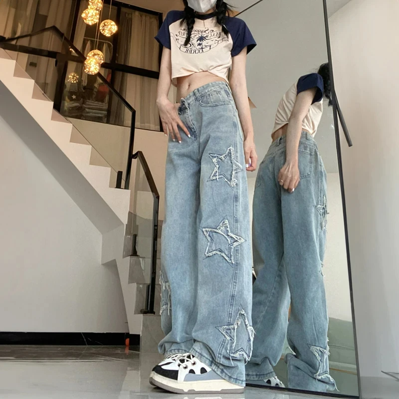 Baggy Jeans Y2k Women Korean Style 2024 Summer Straight Wide Leg Pants High Waist Woman Loose Denim Trousers 90s Vintage Clothes