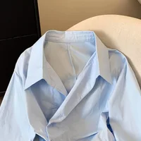 Designer Irregular Long sleeve Polo Shirt Women Tunic White Elegant Basic Top Blouse Ladies Fashion Work Wear Shirts - Image 6