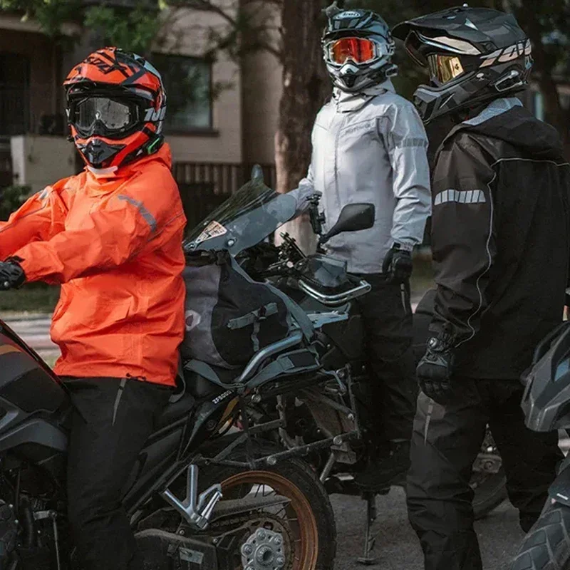 Motorcycle Raincoat Rainsuit Reflective Windproof Jacket Pants Split Motorbike Suit Lightweight Foldable