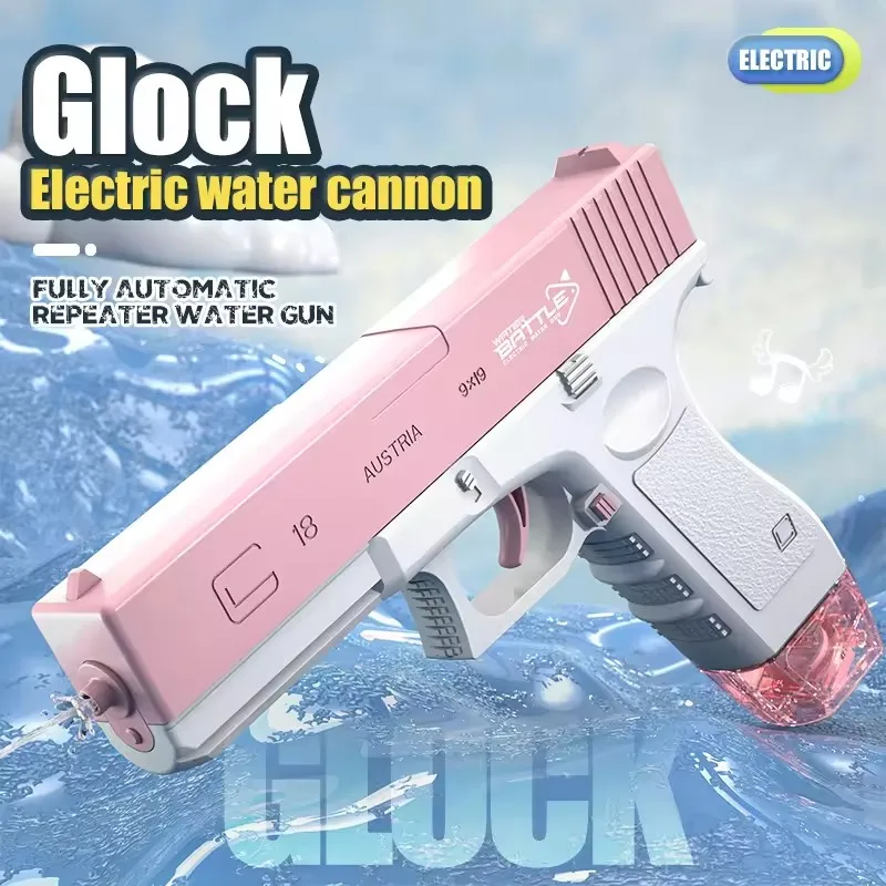 Electric Water Gun Automatic Glock Pistol Shooting Toy Full Automatic Summer Water Beach Toy For Kids Children Boys Girls Adults 3