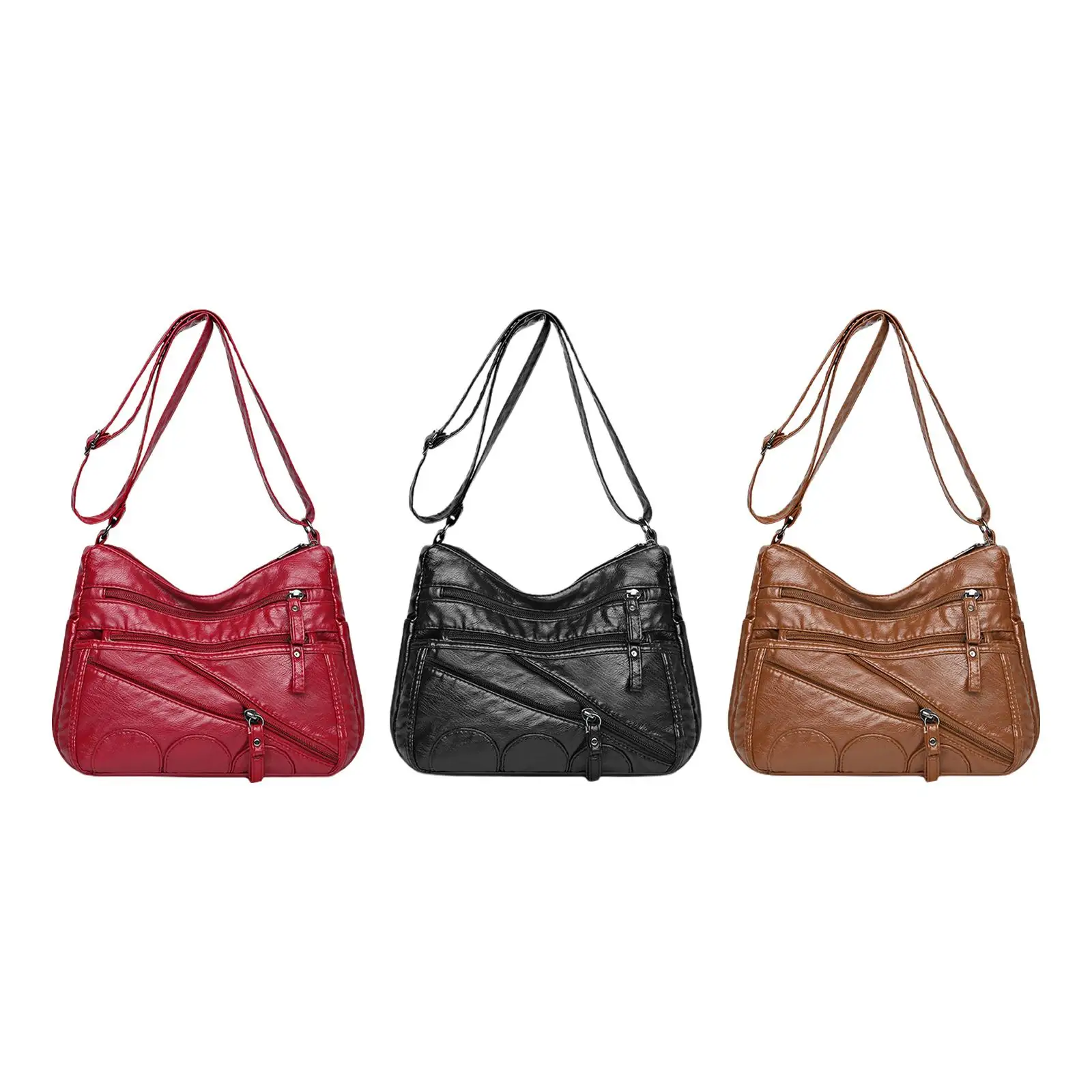 

Fashion PU Leather Shoulder Bag Vacation Zipper Pouch Purse Handbag for Work