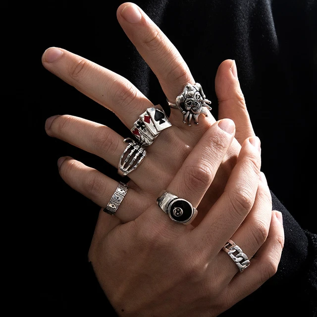 Punk Carved Ring Men's Ring Set Fashion Metal Woman Man Jewelry Hip Hop  Party Street Ring Accessories New Gift Anillos - AliExpress