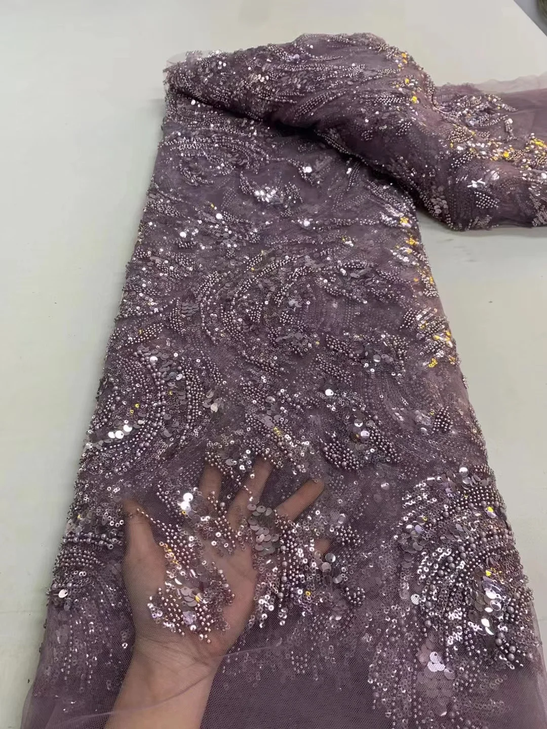 

Роскошные африканские блестки Madison, кружевная ткань с бисером 2023, нигерийская Свадебная вышивка, французский Тюль QF0728