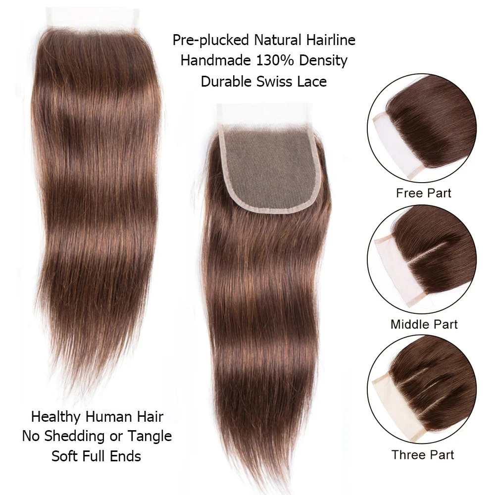 Human Hair Closure 4x4 Transparent Lace Closure Straight Remy Human Hair 27 Honey Blonde Dark Brown Black Color 613 Lace Closure