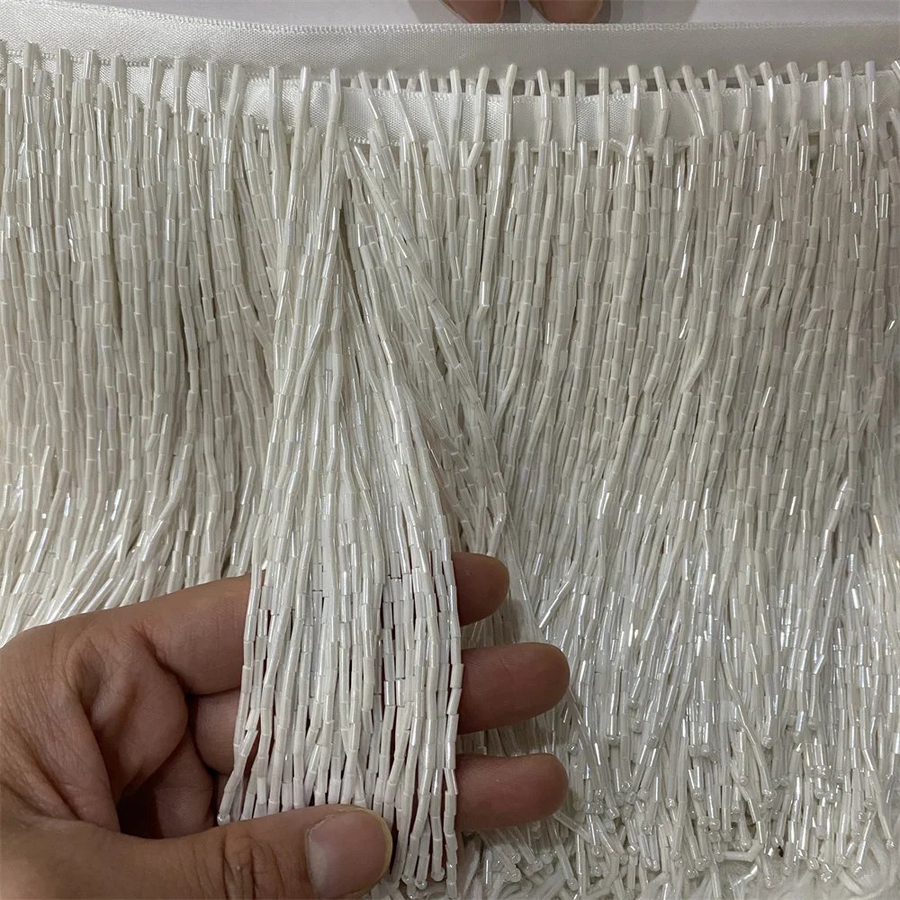 5 Iarde di Frange con Perline Colorate da 15 cm per Costumi, Lampade e Decorazioni Artigianali - immagine 5