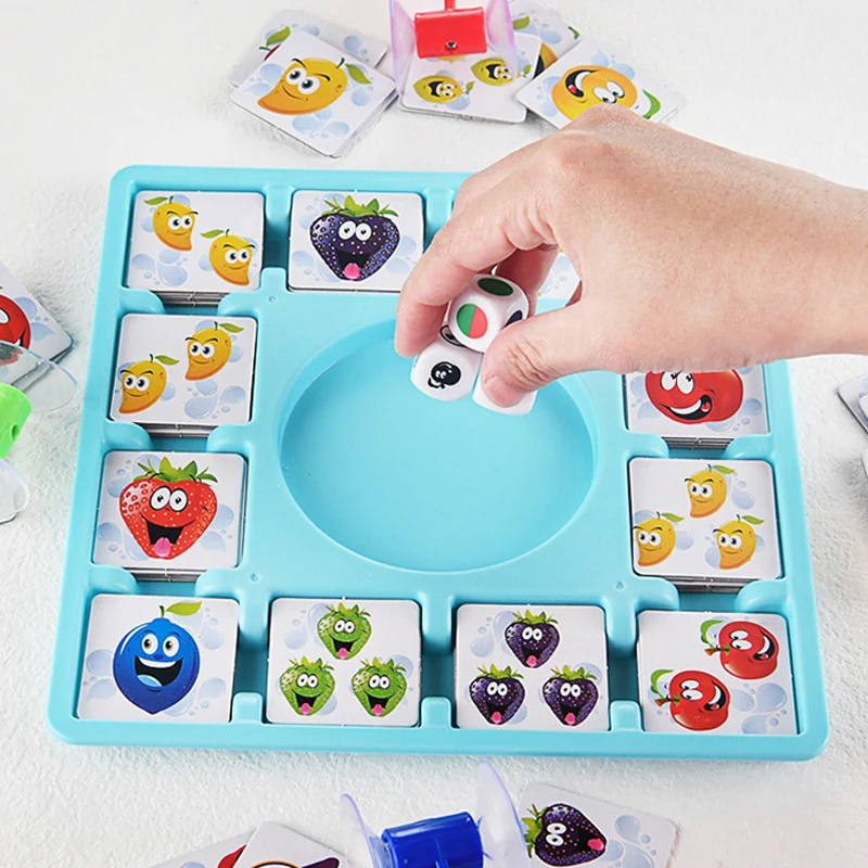 Children Education Learning Toys Fruit Sticking Game Card Dice Board Game Color Shape Cognition Party Competition Game Kids Toys 3