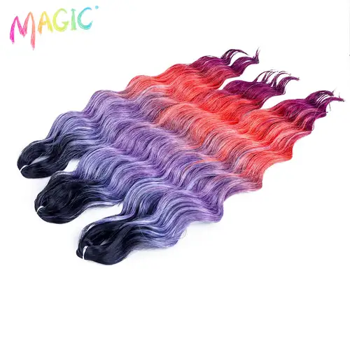 Anna Synthetic Hair 24 Inch Water Wave Braiding Hair Extensions Ombre Blonde Deep Wave Afro Curl Twist Crochet Hair for Women - Image 56