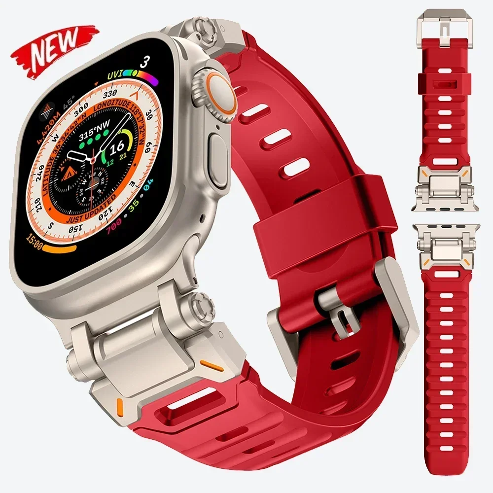 Titanium Color Silicone Loop Strap for Apple Watch Ultra 49mm