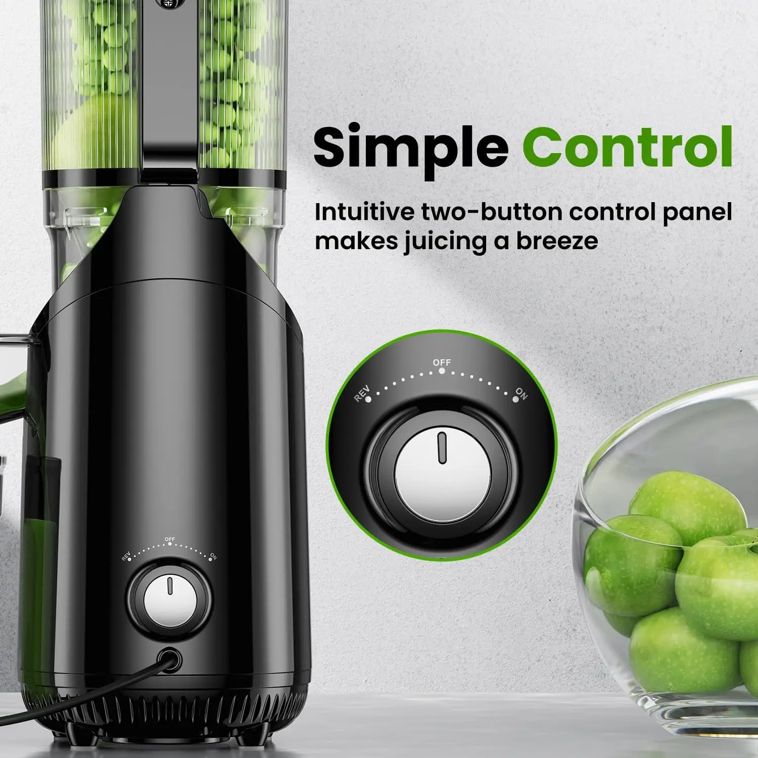 Cold Press Juicer, Slow Masticating Machines with 5.4" Extra Large Feed Chute Fit Whole Fruits & Vegetables Easy Clean Sel 4