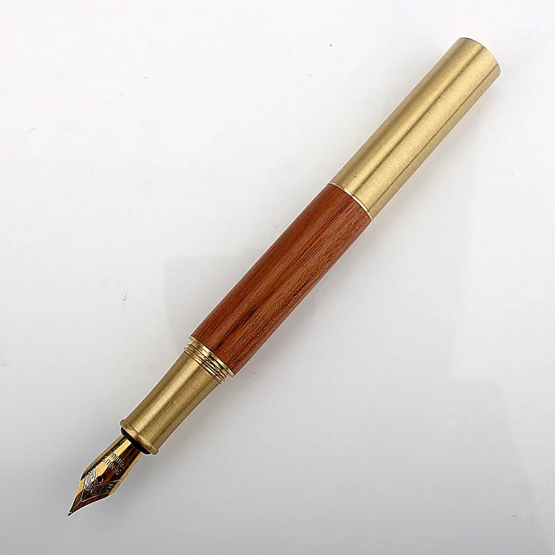 Brass Solid Wood Retro Fountain Pen Travel Short Fountain Pen Extra Fine Office Student Pen Stationery Fountain Pen