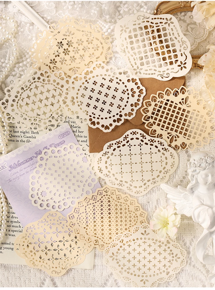 10 Stück Vintage Spitze Hohlmaterial Papier Schmetterling Bastelpapier Junk Journal Planer Dekorative DIY Scrapbooking Material Pack – Detail 13