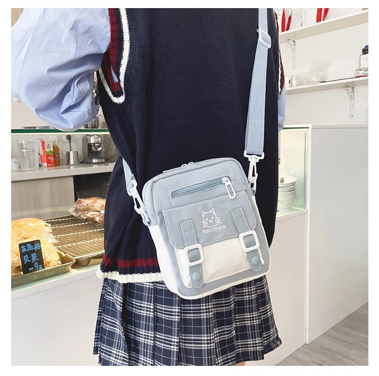 Japanese women small mobile phone bag cute cartoon cat girl student messenger bag funny personality shoulder bag