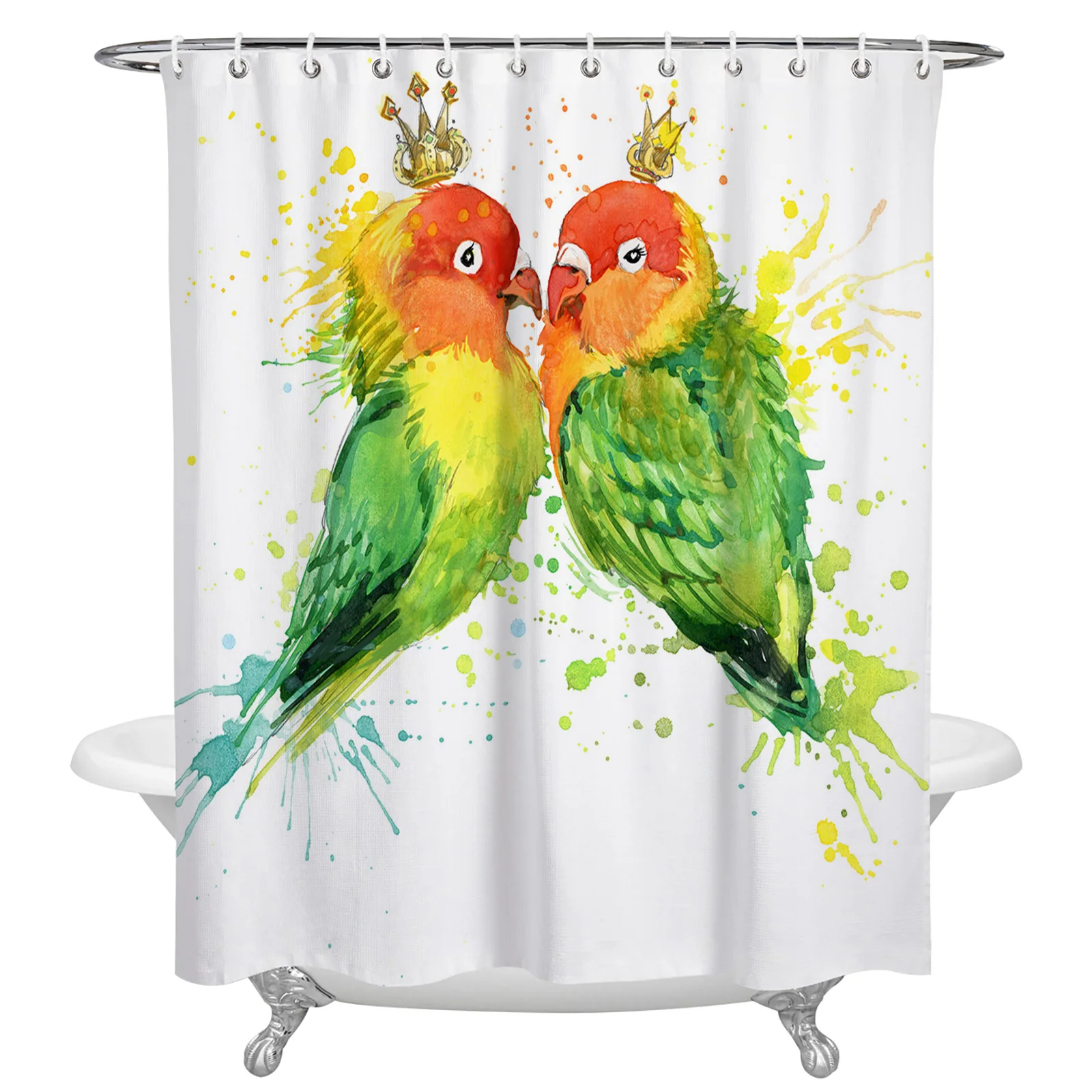 

Parrot Watercolor Waterproof Shower Curtain Bathroom Fabric Polyester Shower Curtains Bath Decor Curtain